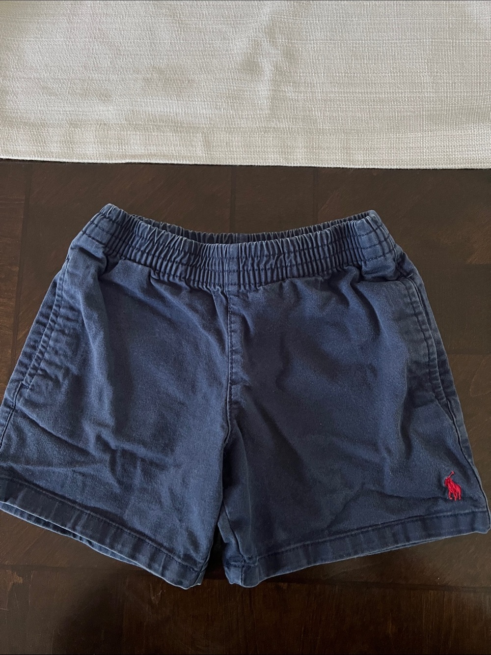 Ralph Lauren Navy Cotton Elastic-Waist Boys Shorts with Red Polo Logo